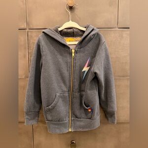 Aviator Nation zip-up hoodie with rainbow lightning bolt size 2
